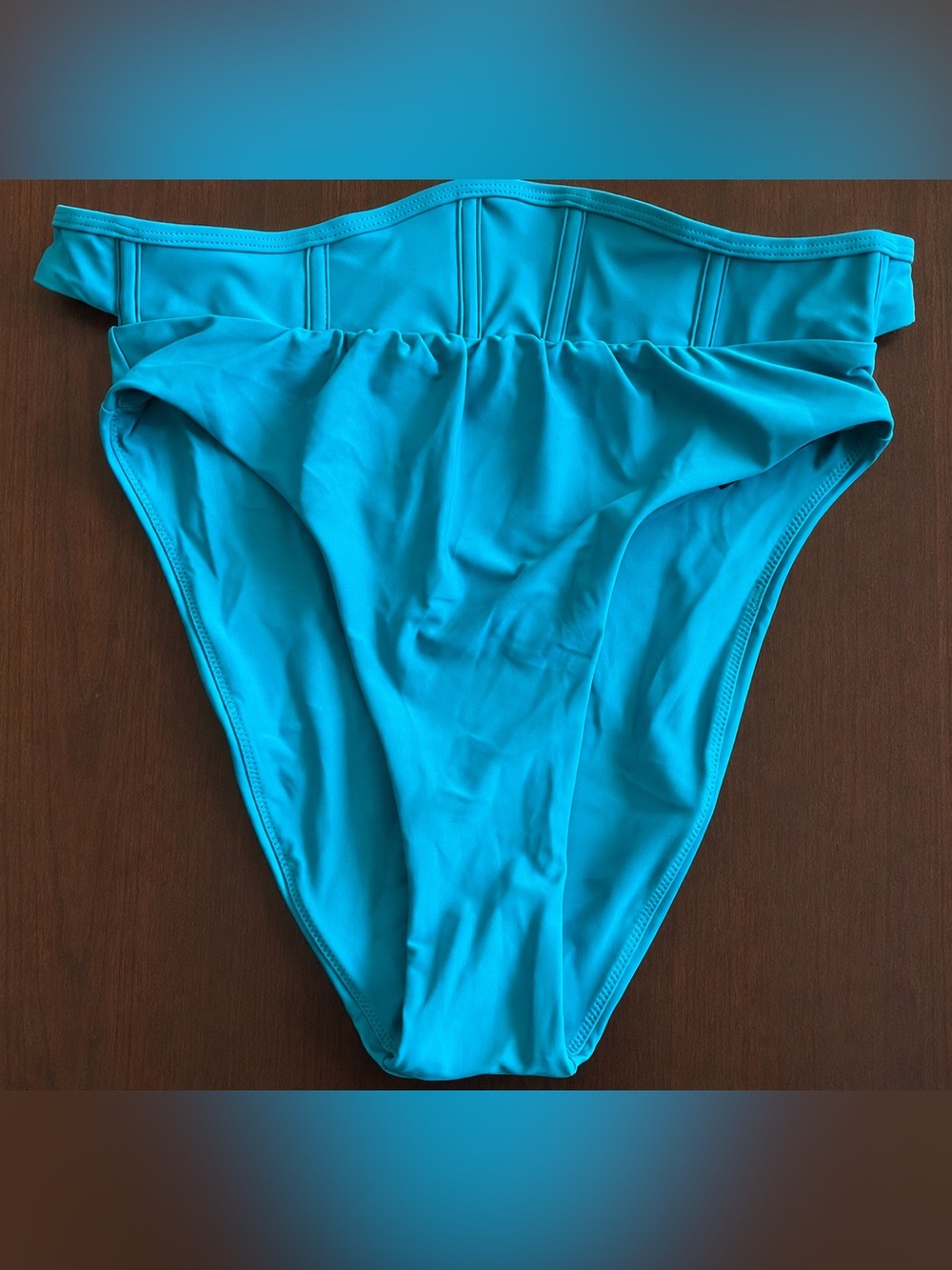 Andrea Iyamah Gura Corset High-Waist Teal Bikini Bottom